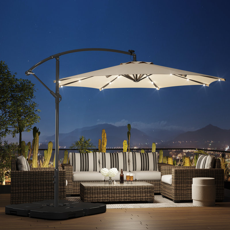 Breccan 120 Lighted Cantilever Umbrella Beige